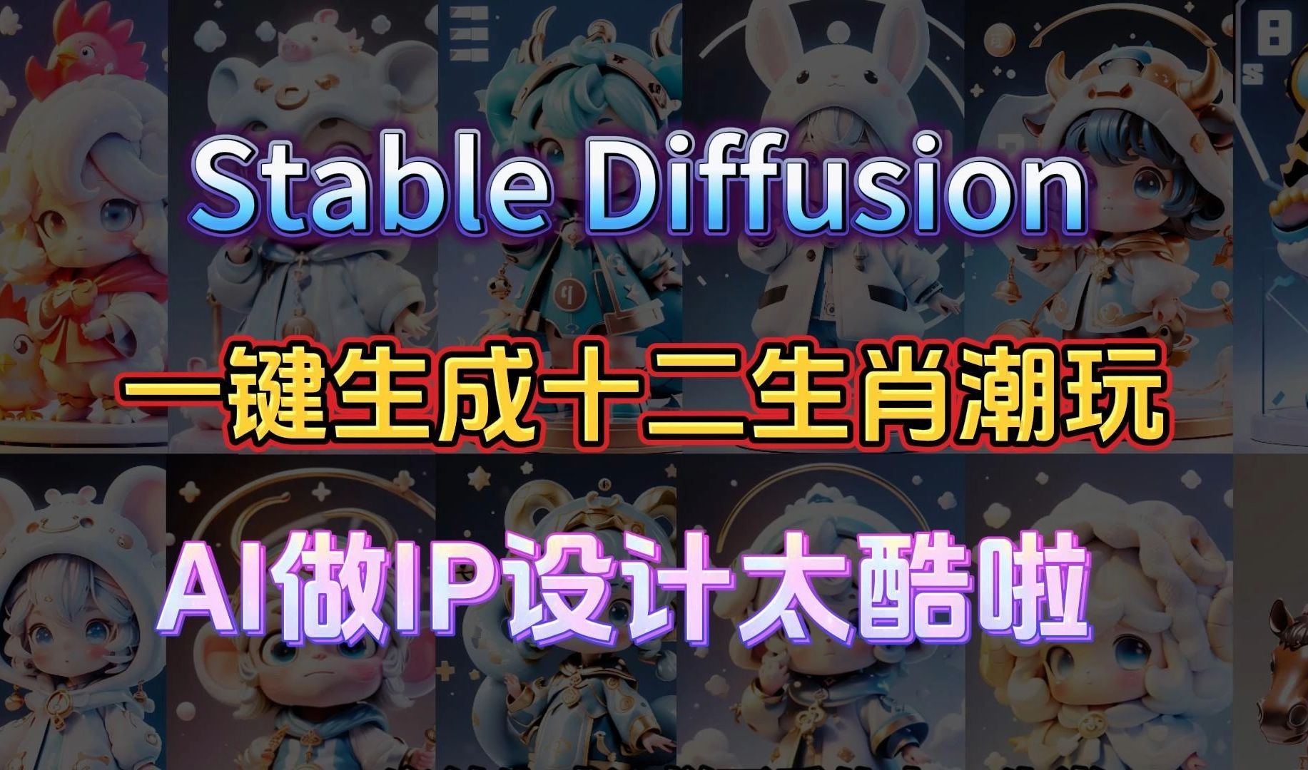 AI绘画教程,用Stable Diffusion一键生成十二生肖潮玩,用AI做IP设计?有手就行!(附资料)哔哩哔哩bilibili