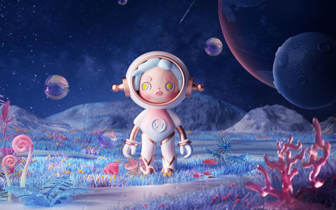 c4d宇航员场景太空月球场景打光分析-附植物模型