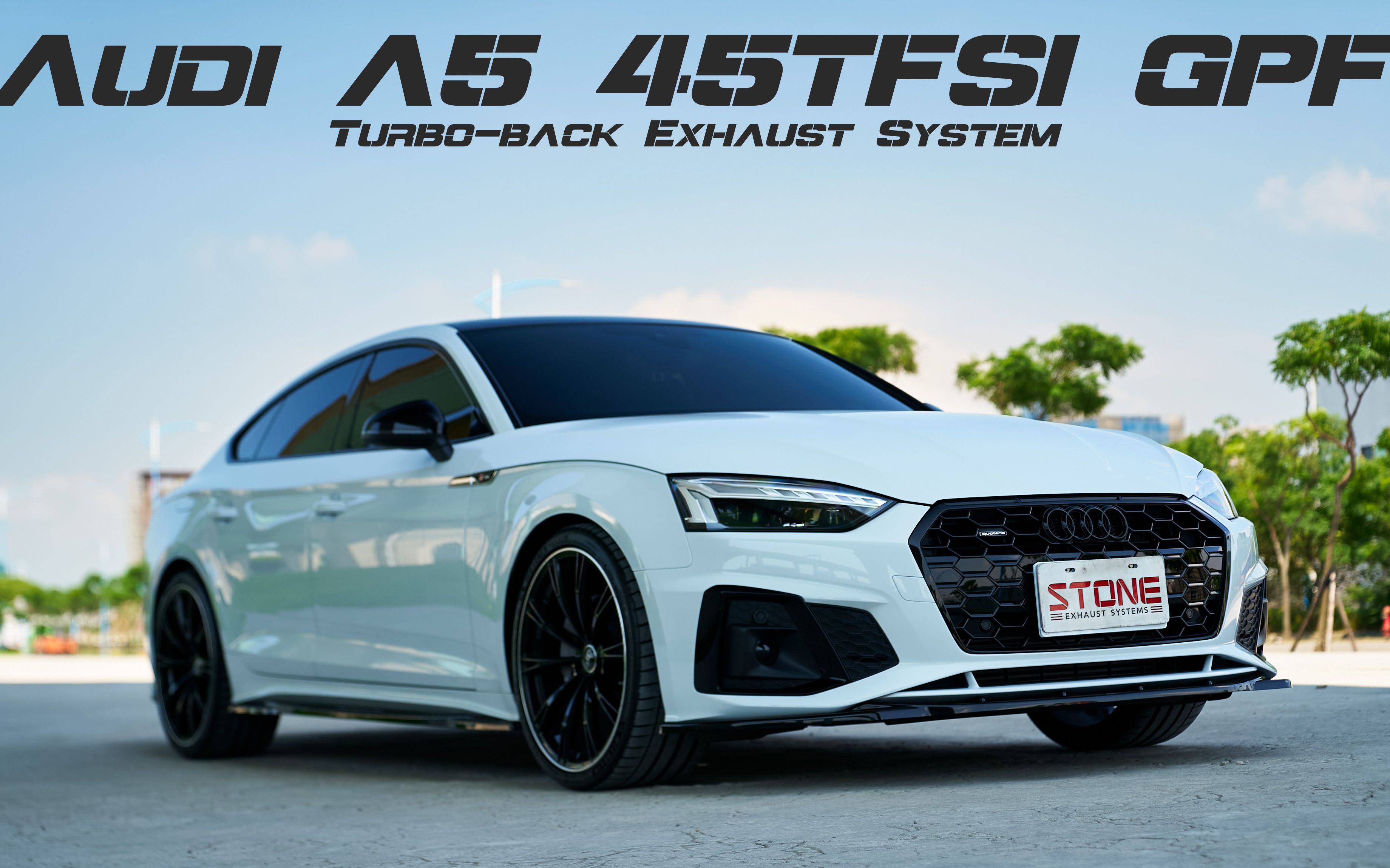 奥迪audi a5 ea888evo4 45tfsi gpf / 巨石涡流触媒前段 电子阀门中尾