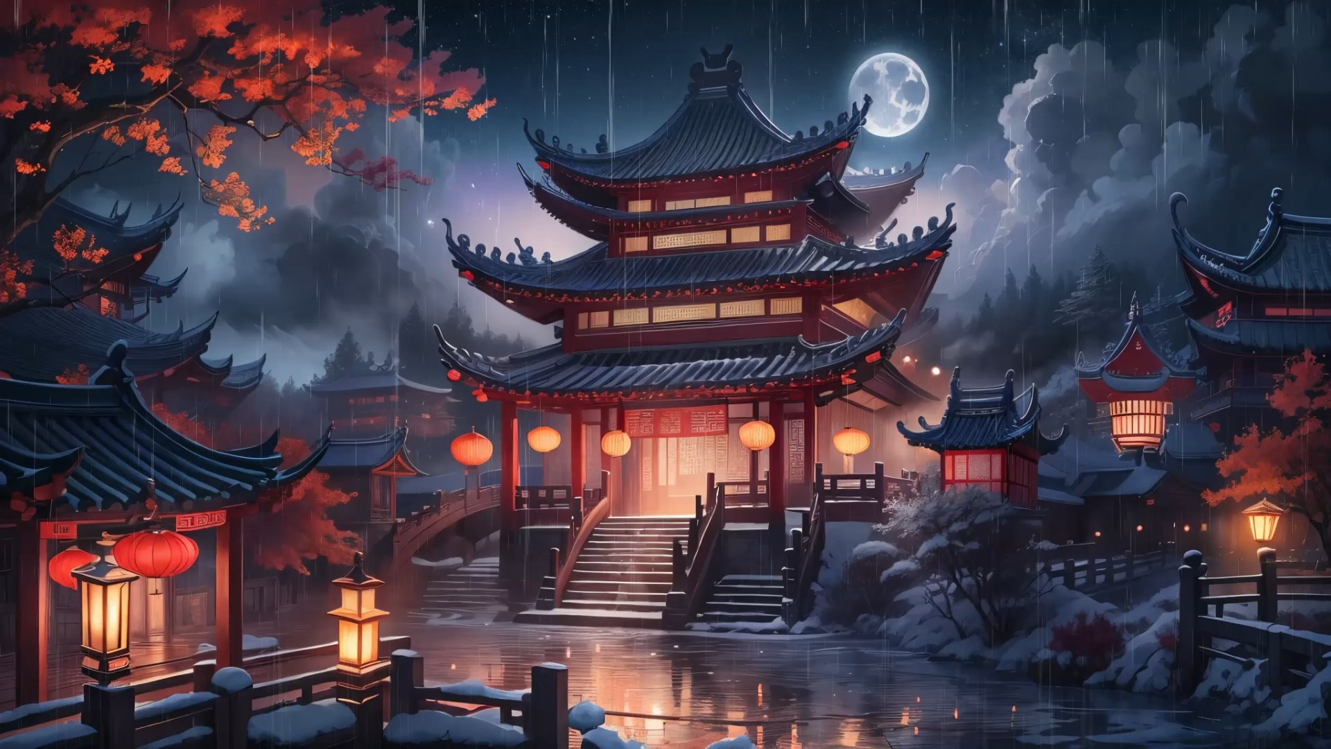 烟雨江南,感受寂静空间,舒缓放松睡眠用,作业用-山不过来vici-默认