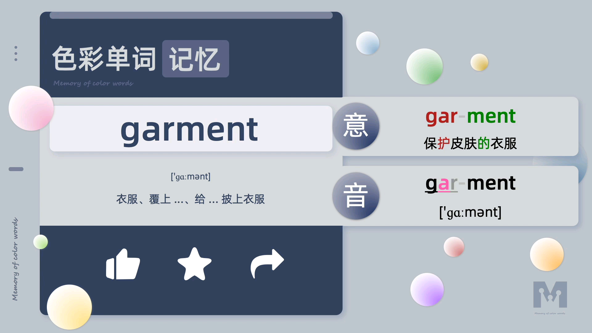 色彩单词记忆garment自然拼读词根词缀高中 四级 六级 托福 雅思 GRE GMAT单词哔哩哔哩bilibili