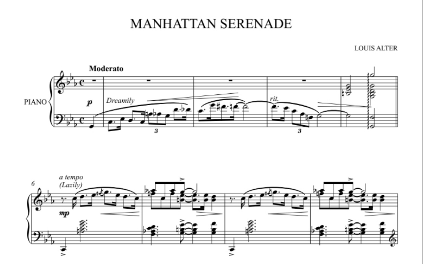 【钢琴谱】《曼哈顿小夜曲》(Manhattan Serenade)钢琴独奏谱哔哩哔哩bilibili