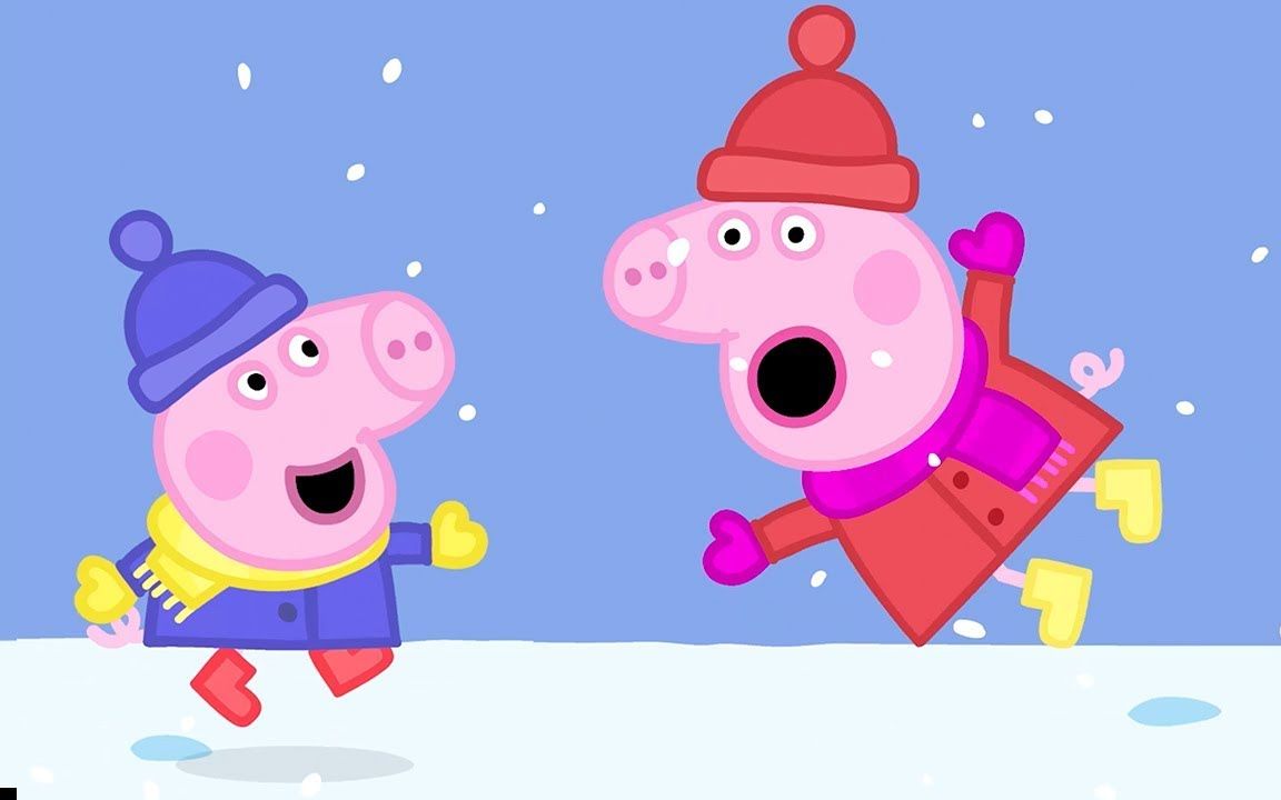 小猪佩奇和乔治去滑雪,可是猪爸爸怎么摔倒了?少儿益智画画游戏