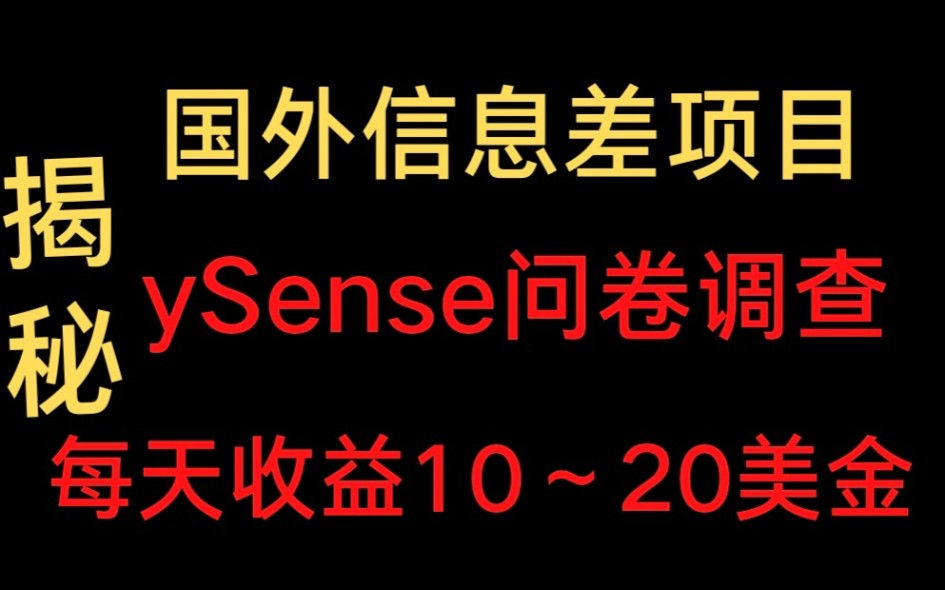 ySense国外问卷调查平台,每天收益10~20美金,熟悉之后可批量操作,保姆级教程哔哩哔哩bilibili