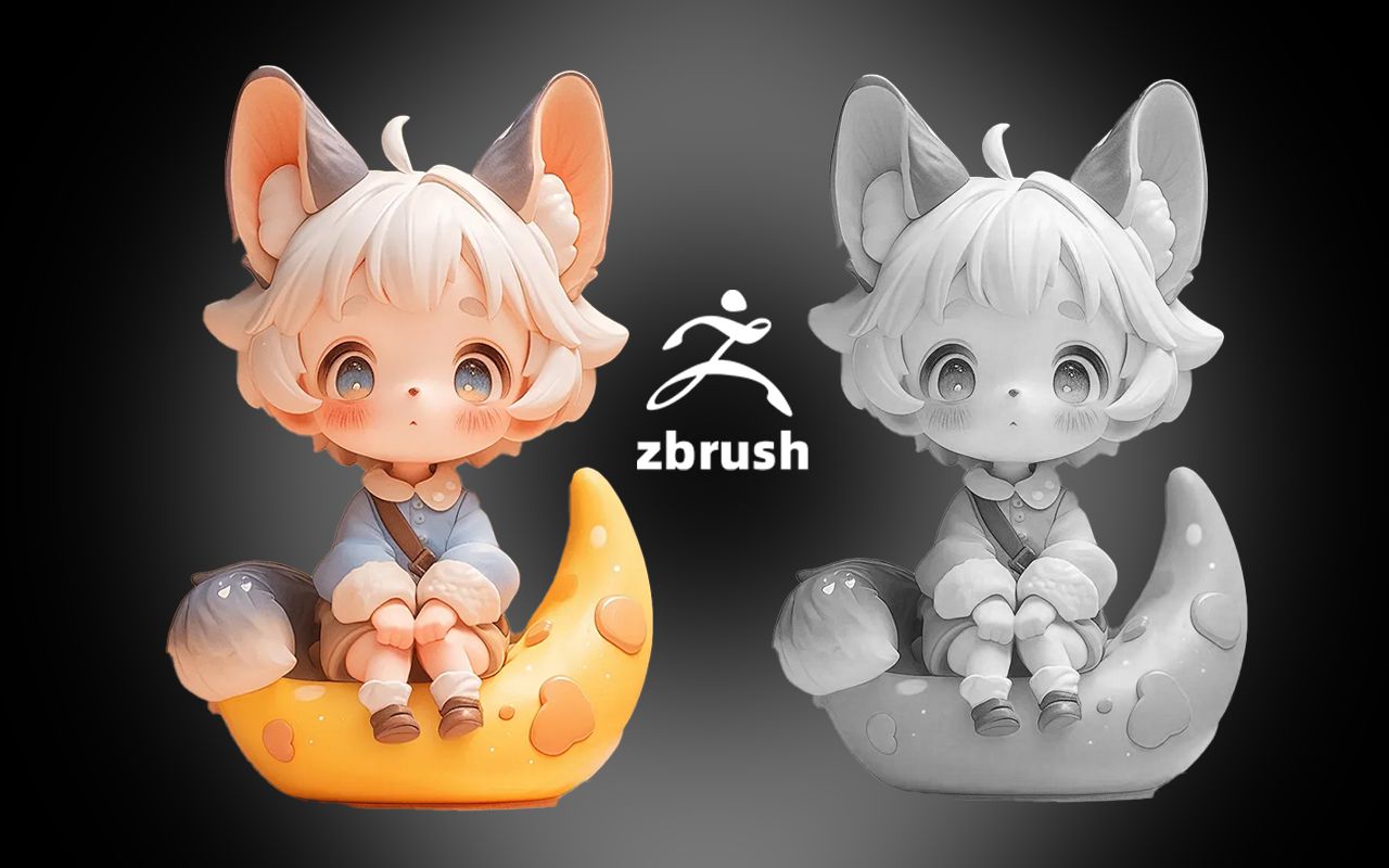 【zbrush教程】超可爱卡通小手办制作,零基础也能学会的手办案例,哔哩哔哩bilibili