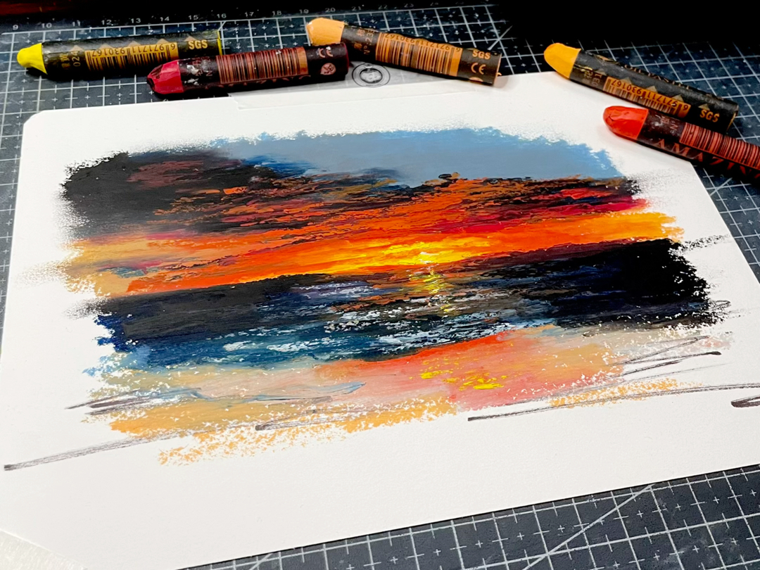 画渣画落日余晖20分钟速涂