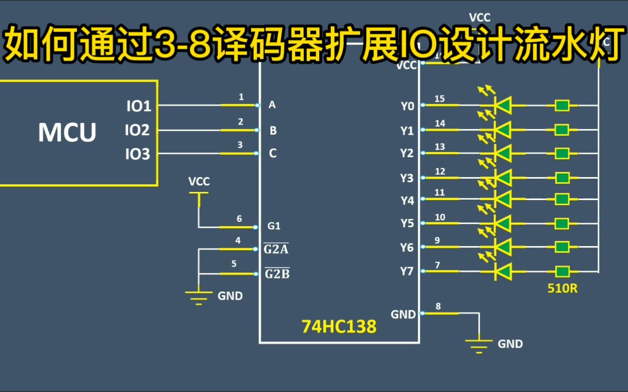 如何通过38译码器扩展IO设计流水灯哔哩哔哩bilibili