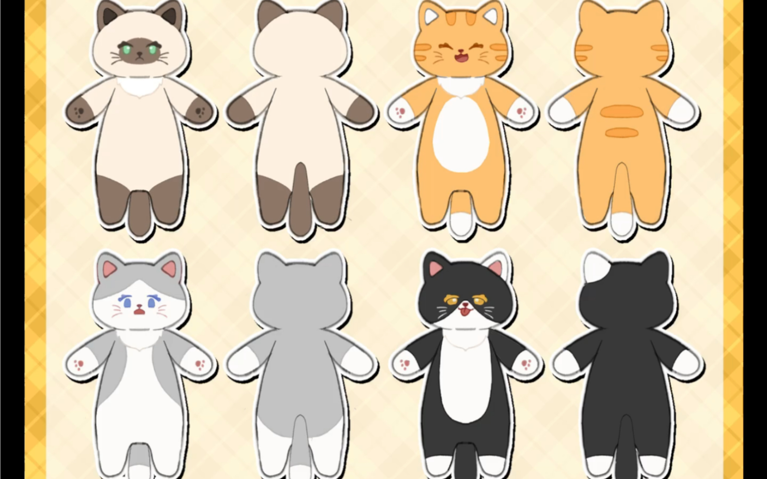 玩偶设计图稿|不同品种可爱的猫咪玩偶