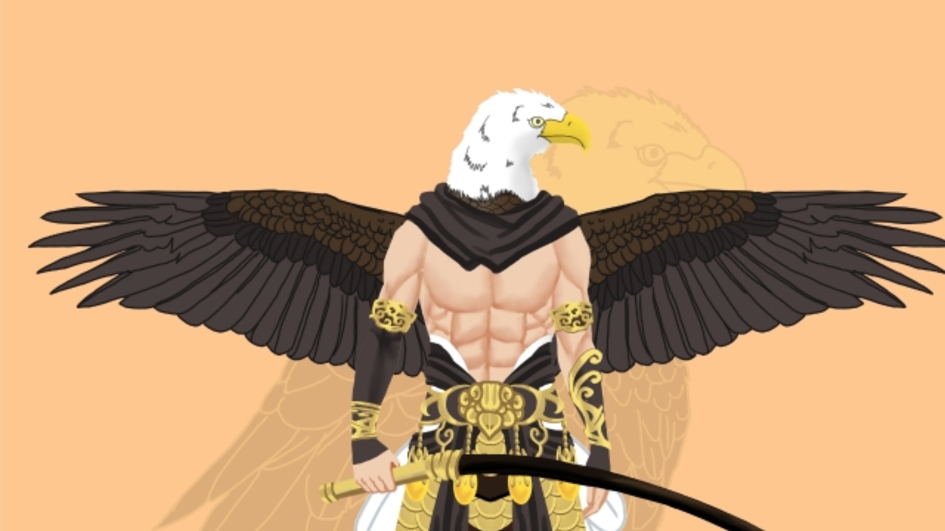 猛禽-白头海雕-拟人画