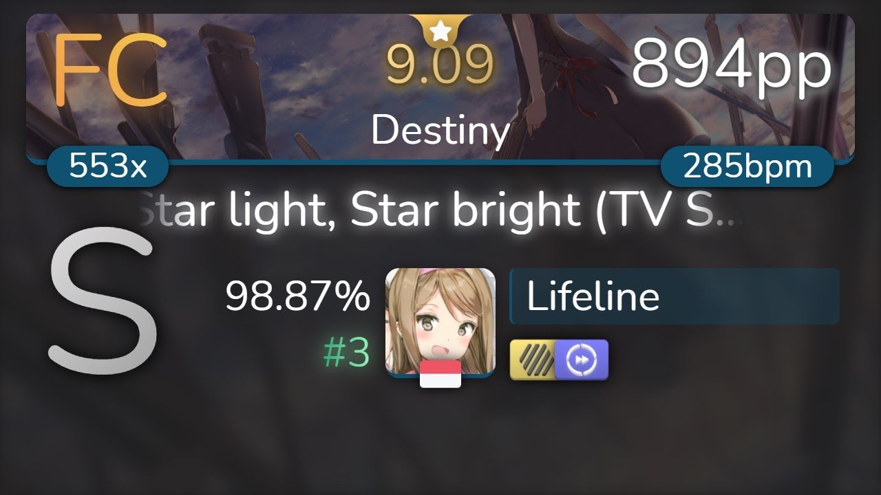 [图][9.09⭐] Lifeline | nano - Star light, Star bright (TV Size) [Destiny] +HDDT 98.8