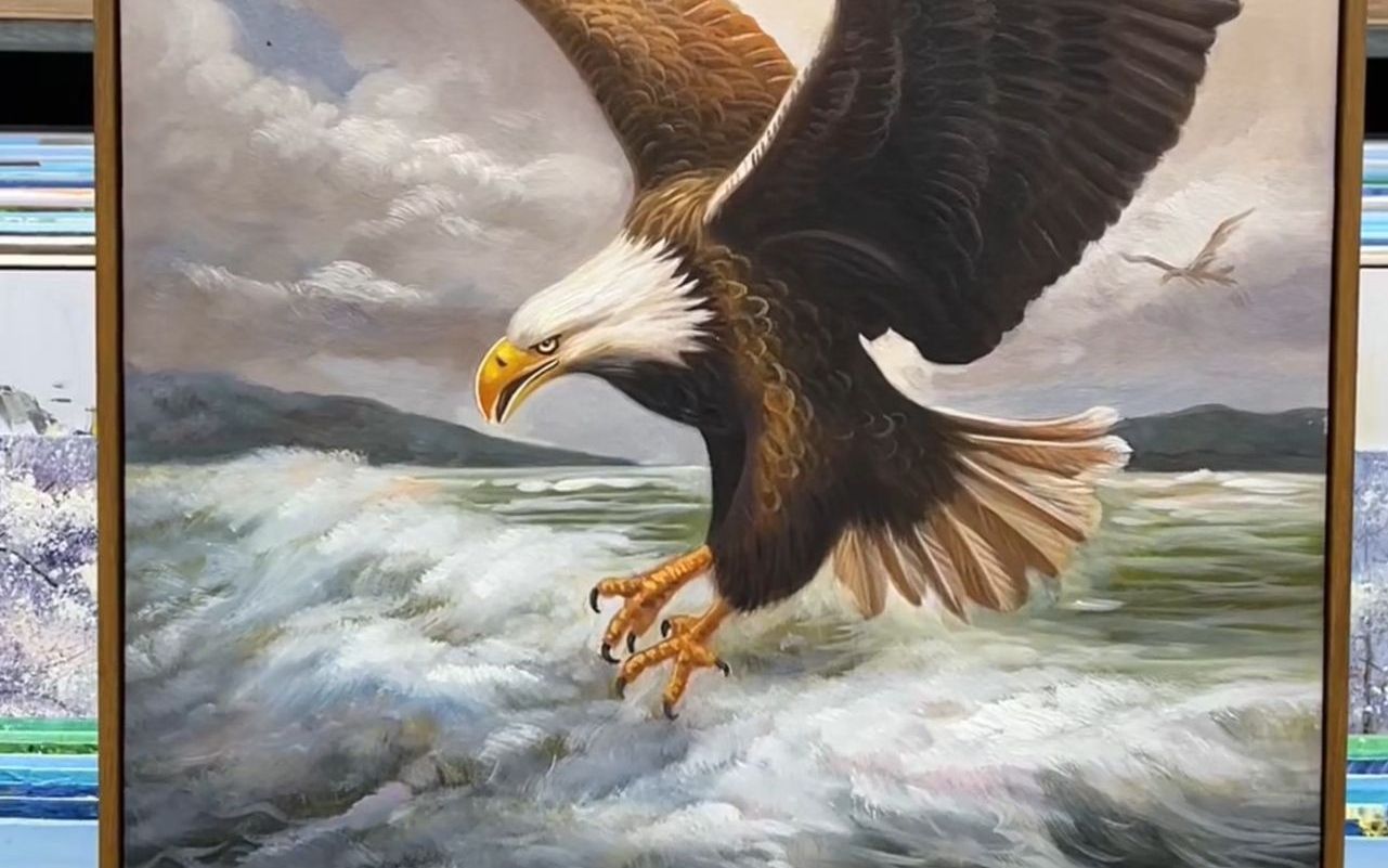 大鹏展翅油画艺术绘画手绘