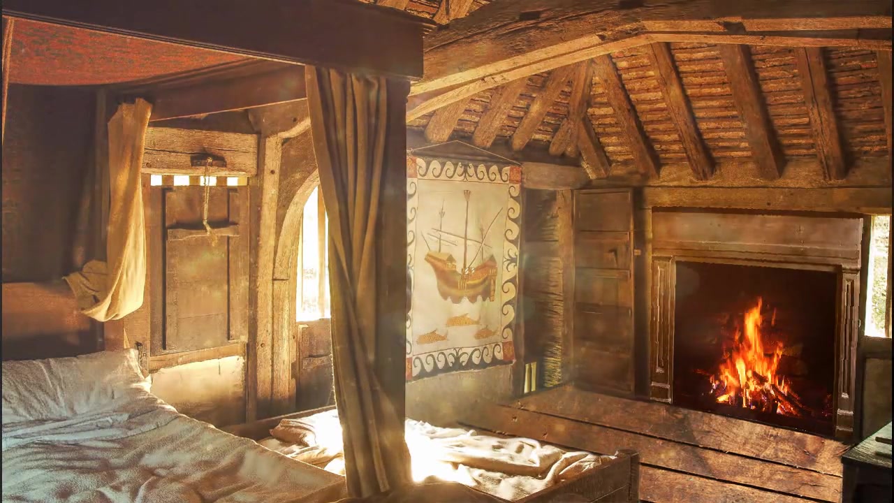 【白噪音】【学习向】【放松】5小时丨中世纪乡村小屋&壁炉烧火声