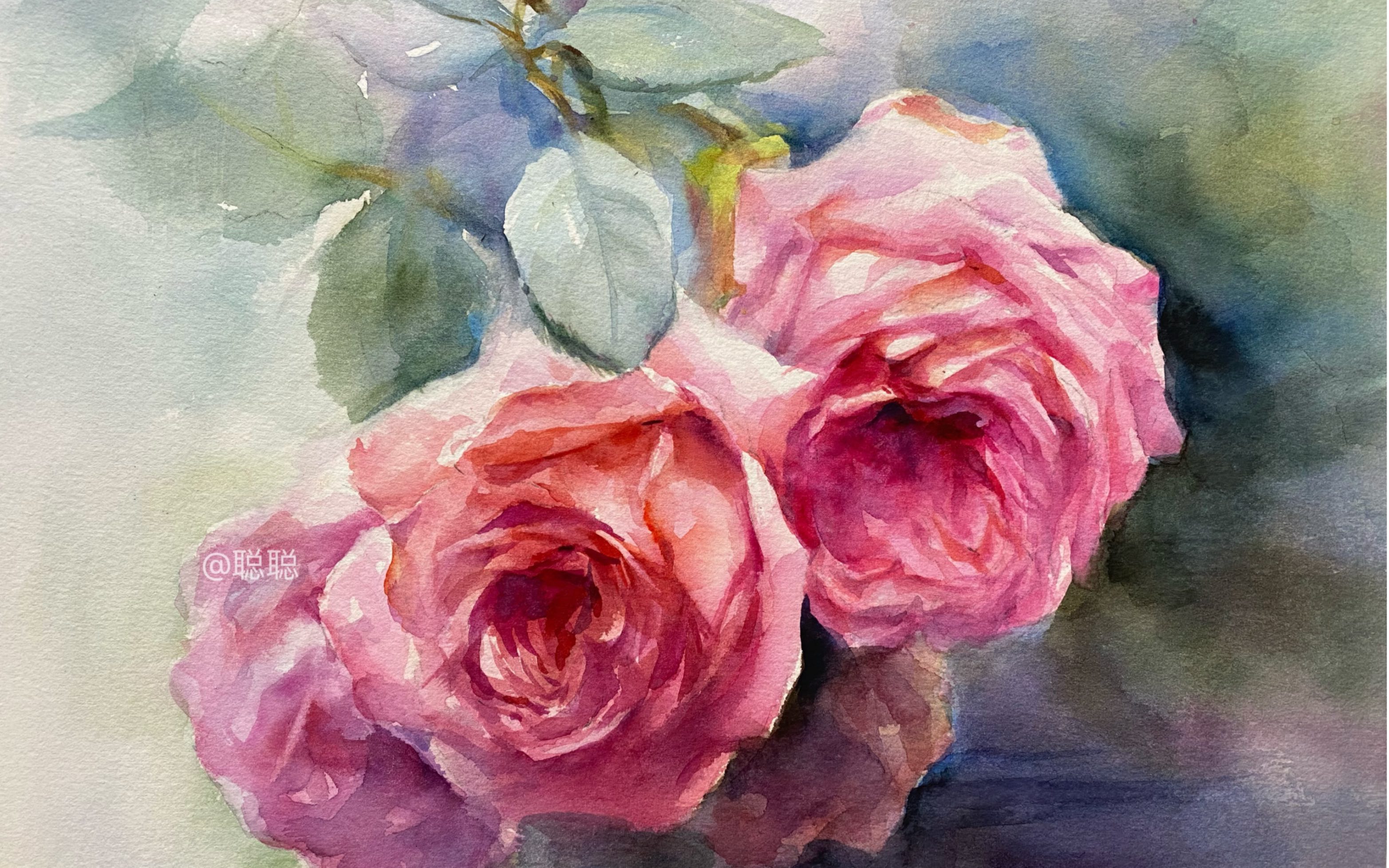 画一幅水彩花卉,祝你女生节快乐
