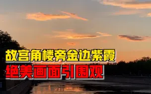 Descargar video: 故宫角楼旁现金边紫霞，绝美画面引游客拍照围观