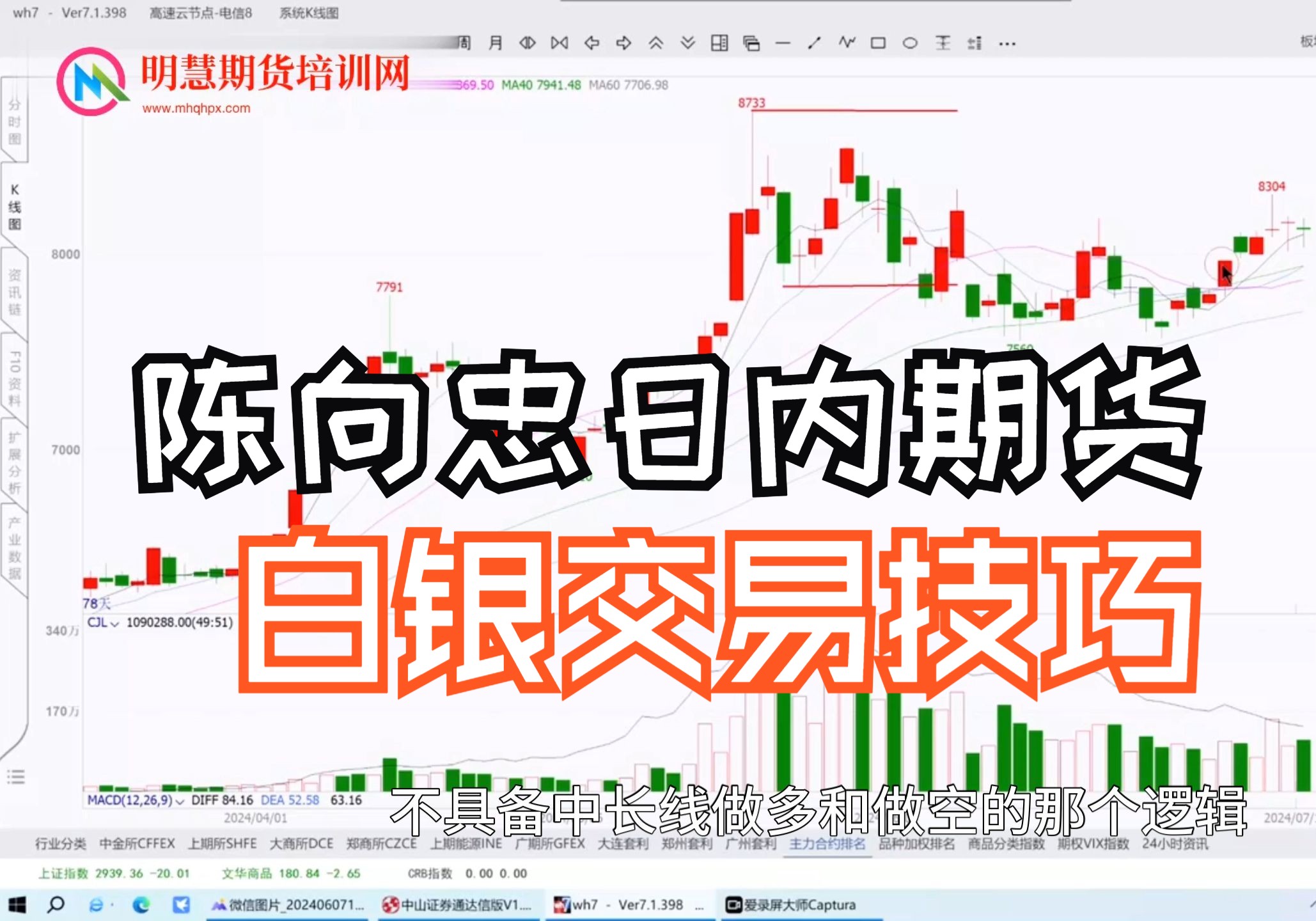 陈向忠分析白银期货日内短线分时图交易进出场交易逻辑哔哩哔哩bilibili