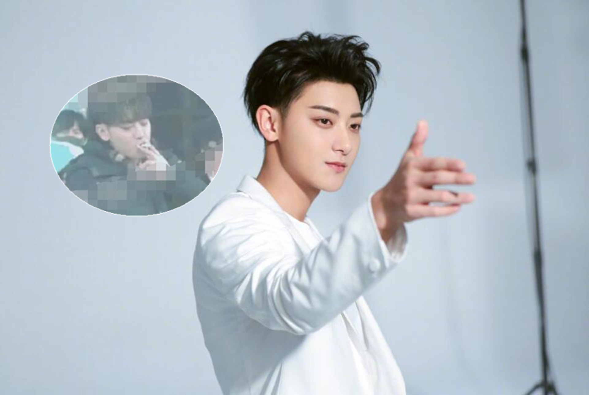 黄子韬随地吐痰?室外吸烟区大口抽烟一脸享受,连吐2次痰引争议