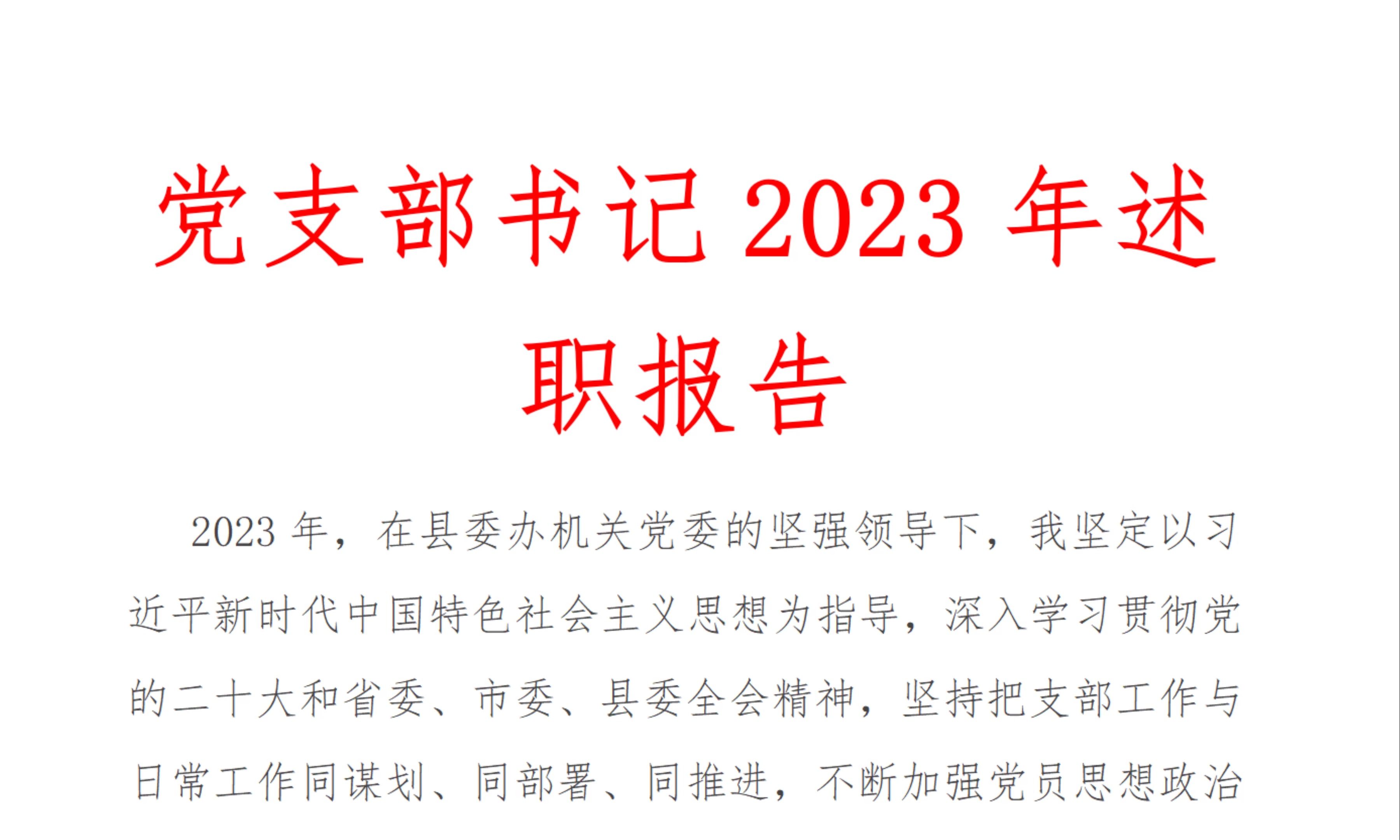 黨支部書記2023年述職報告