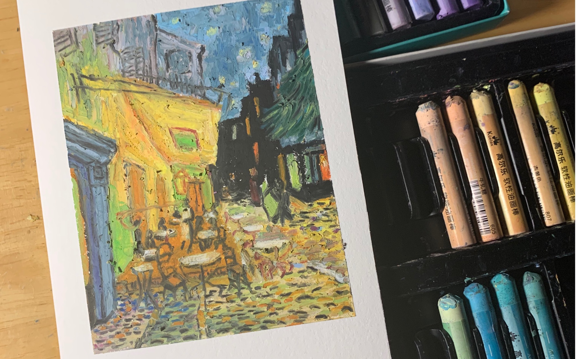 油画棒客订已售临梵高星空下的咖啡馆略有改动