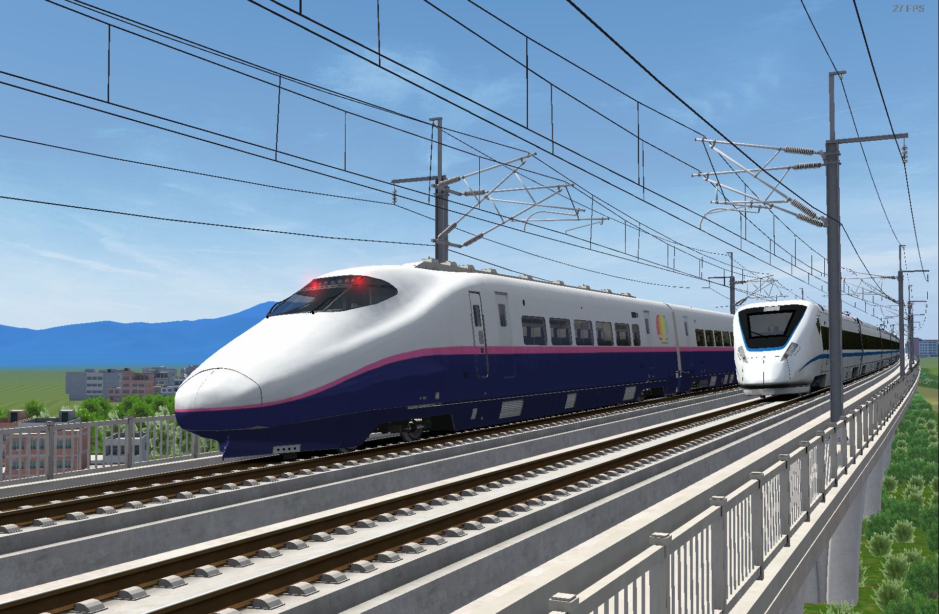 [tsc2024模拟火车]宁杭高铁测试版 5500m大曲径弯道正反定位电杆架设