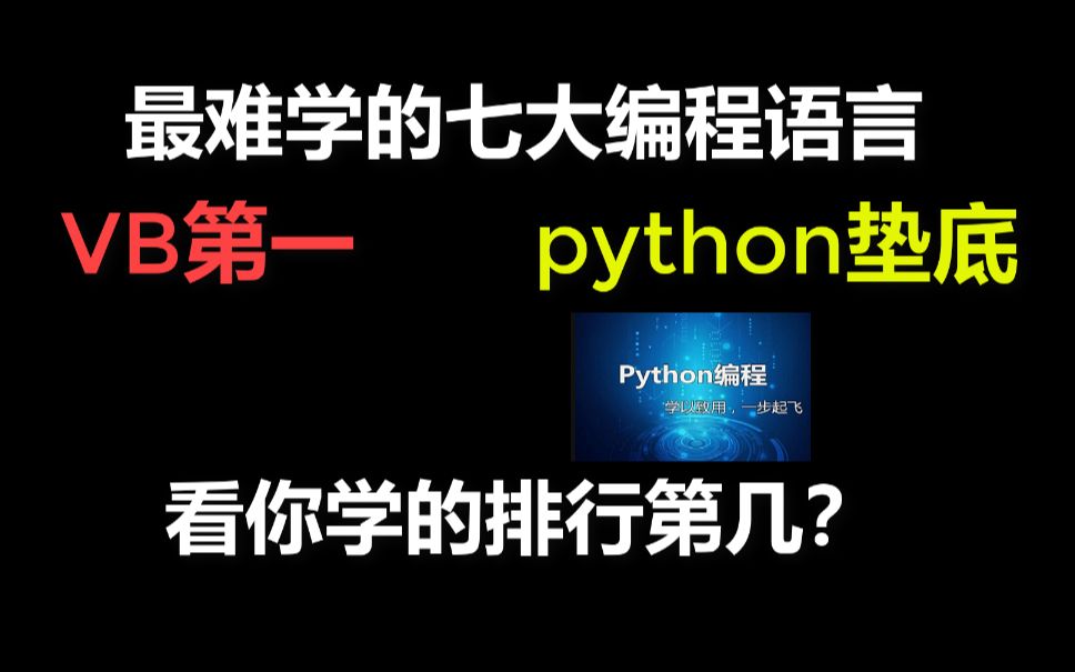 最难学的七大编程语言,vb第一,python竟然垫底?你学的排第几?哔哩哔哩bilibili