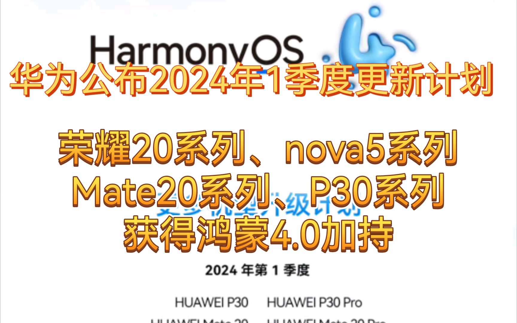 华为公布荣耀20系列,Magic2,Mate20系列,nova5系列等将在2024年1季度支持升级鸿蒙4.0操作系统哔哩哔哩bilibili