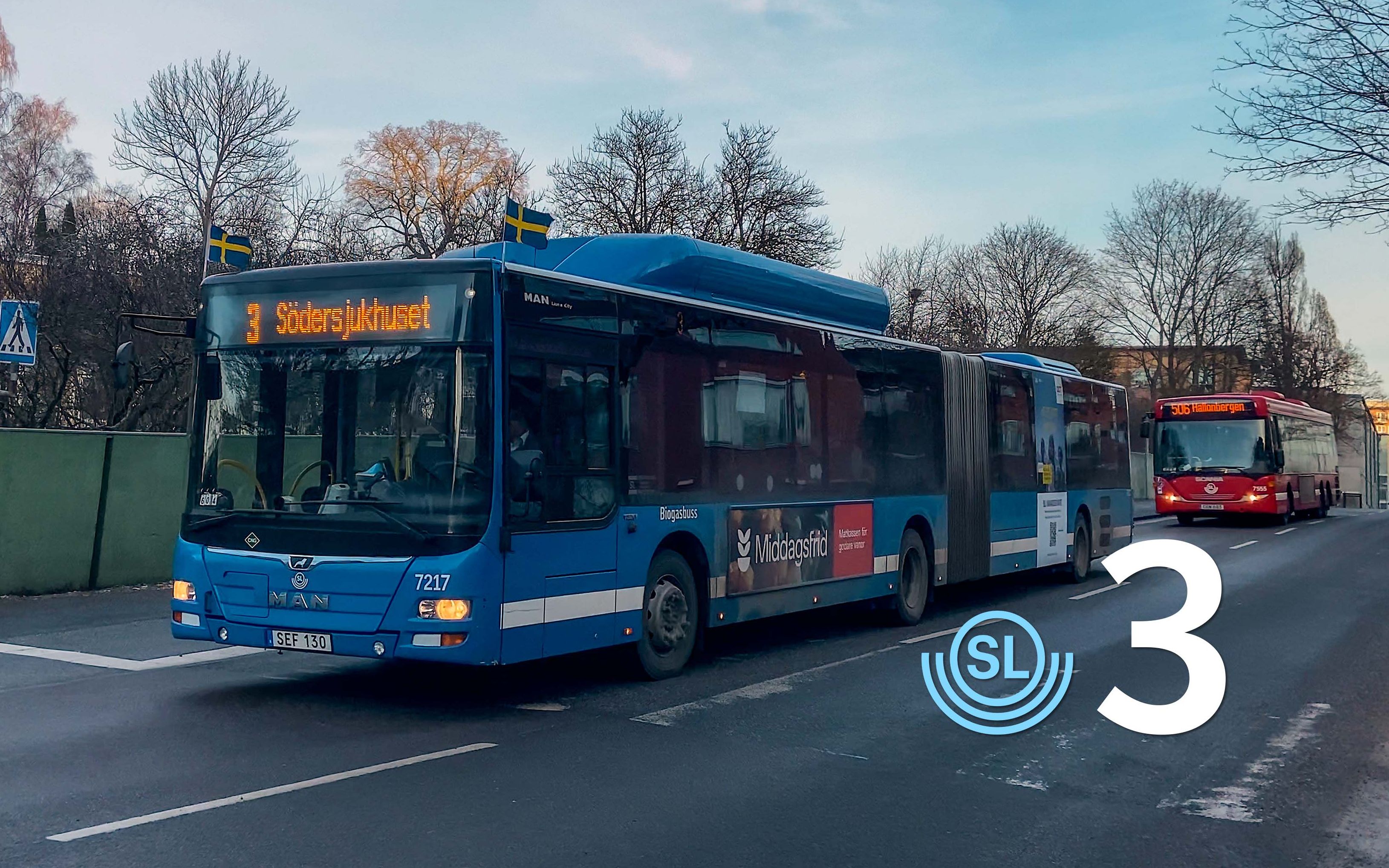 [瑞典] 坐公交欣赏晚霞下的斯德哥尔摩 3路 卡罗林斯卡医院方向 巴士