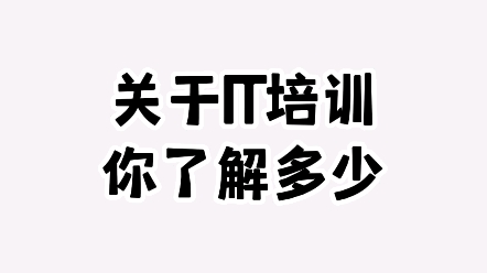 关于IT培训你了解多少哔哩哔哩bilibili