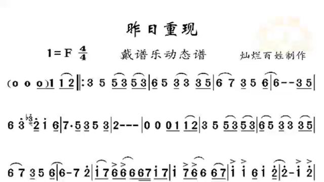 王彤老師錄音的《昨日重現》,伴奏,示範動態譜到戴譜樂電子樂譜器下載