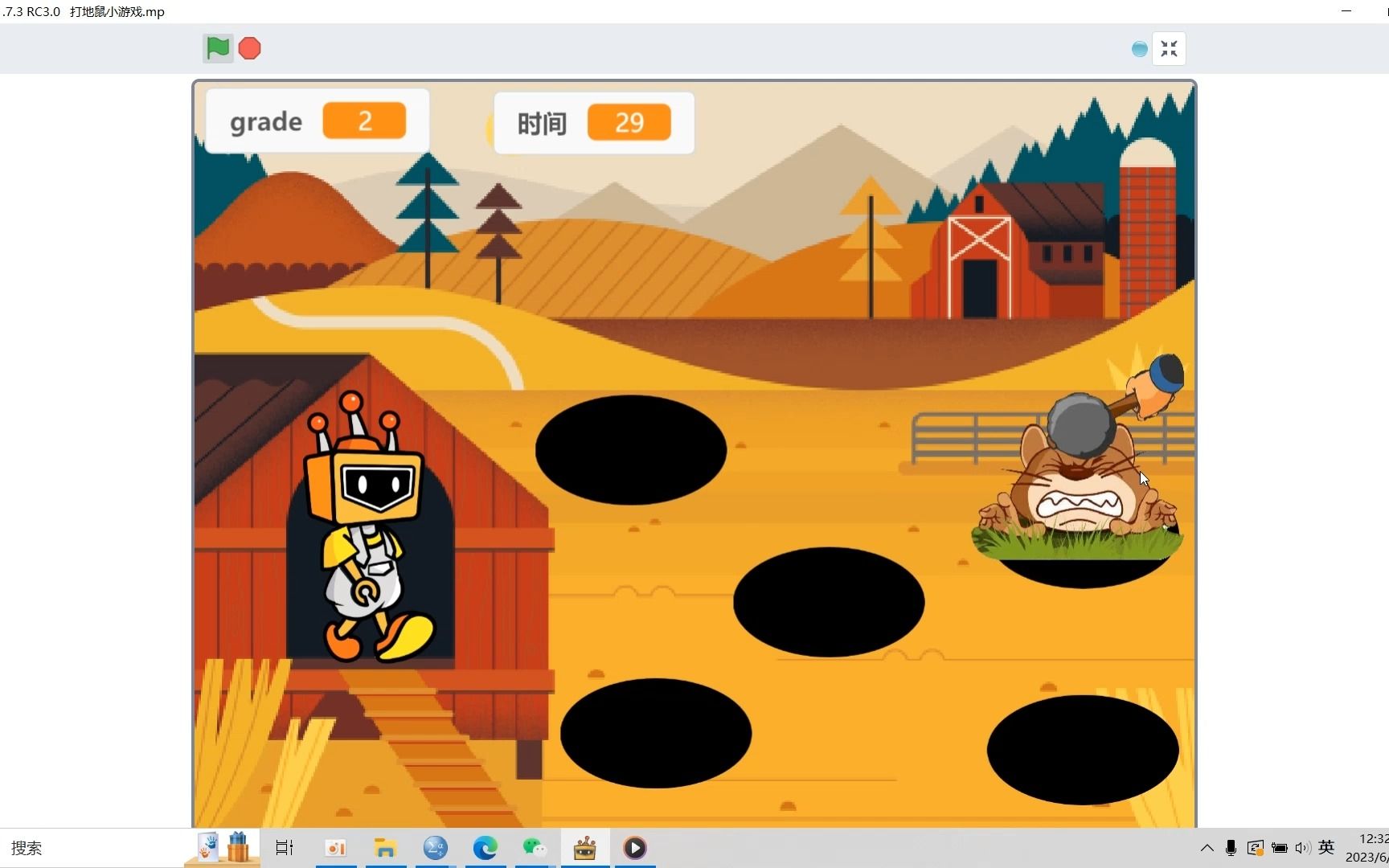 【Mind+】打地鼠小游戏制作过程+源码素材哔哩哔哩bilibili演示