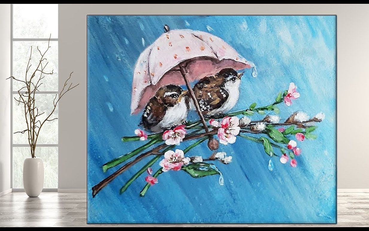 【丙烯画】【绘画教程】一步一步画小鸟-step by step birds painting