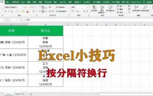 Descargar video: excel小技巧：如何在单元格内按分隔符进行换行，升职加薪系列