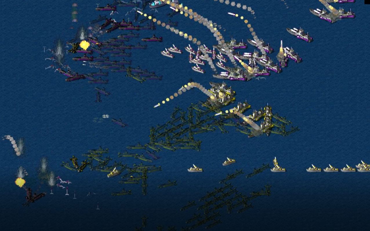 【ra2】红警2大型舰队跨过海洋好壮观!海豚抓船配合无畏轰炸一路平推!
