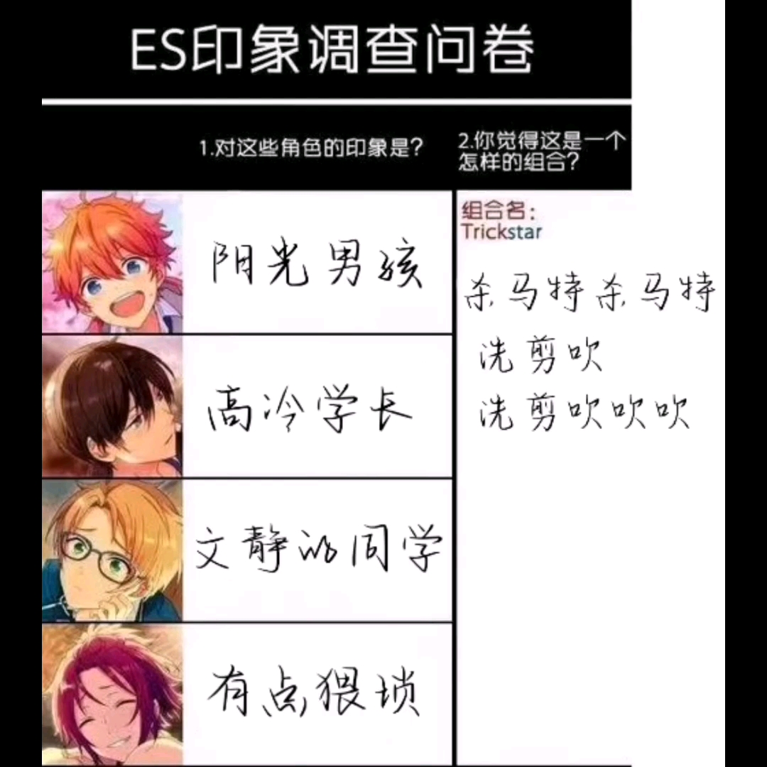 意外翻到了入坑前填的es圈外人印象调查表