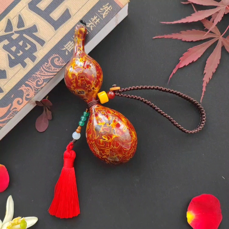 大漆葫芦红金车挂 非物质文化遗产全手工