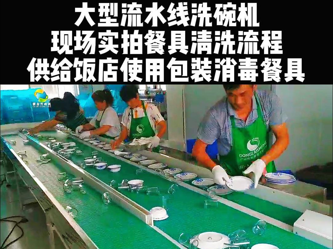 大型流水线洗碗机 现场实拍餐具清洗流程 供给饭店使用包装消毒餐具