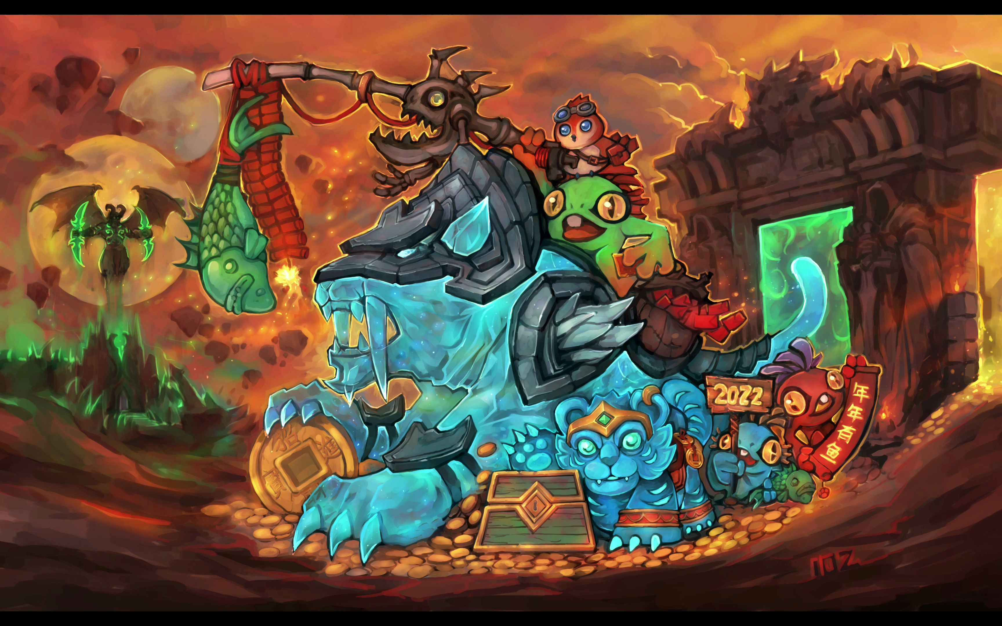 魔兽幽灵虎贺图年年有鱼(人)