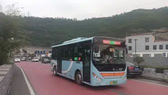 平阳湖景区站-滨河公交车场站游二路公交车通过娘子关景区