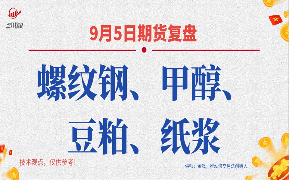 9月5日期货复盘:螺纹钢、甲醇、豆粕、纸浆;趋势分析+压力支撑哔哩哔哩bilibili