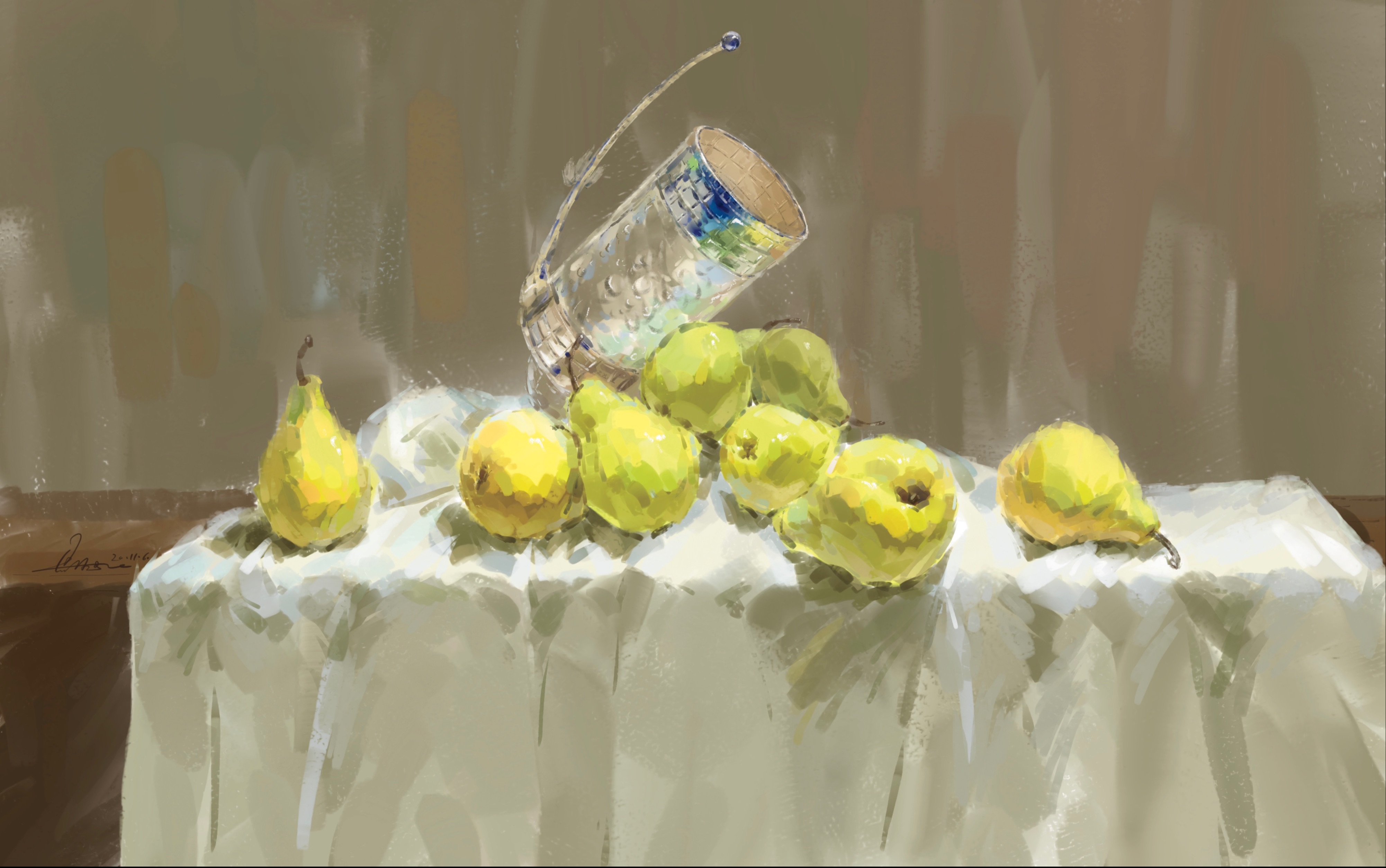 【板绘】 #鸭梨大#  水粉静物绘画教程