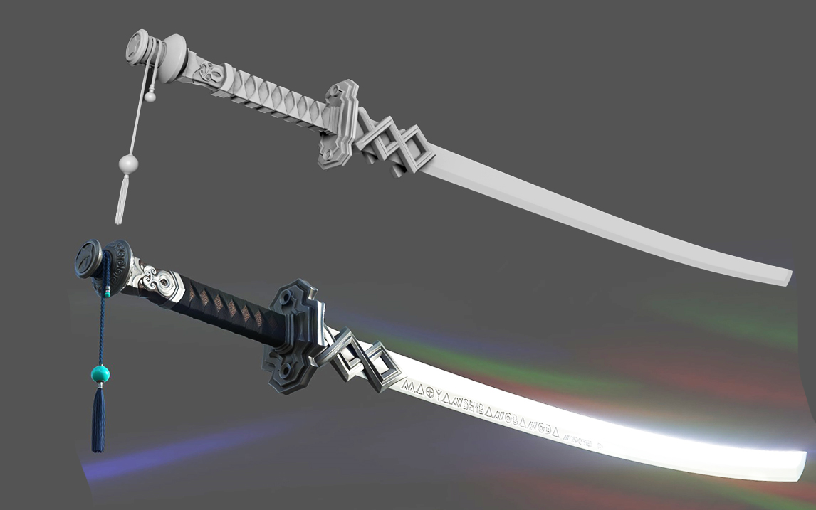 3dmax游戏武器建模:剑模型 uv 贴图渲染全流程教学,从基础讲解分析这