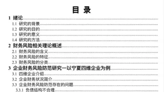 会计本科毕业论文❗财务风险分析❗高分提纲