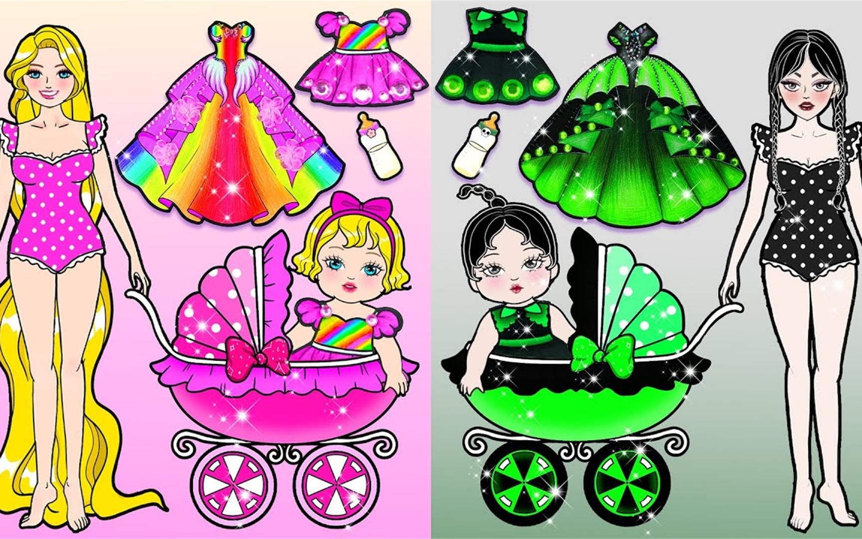 纸娃娃动画:亚当斯vs长发变装挑战,糖果裙vs巧克力裙哪个更美?