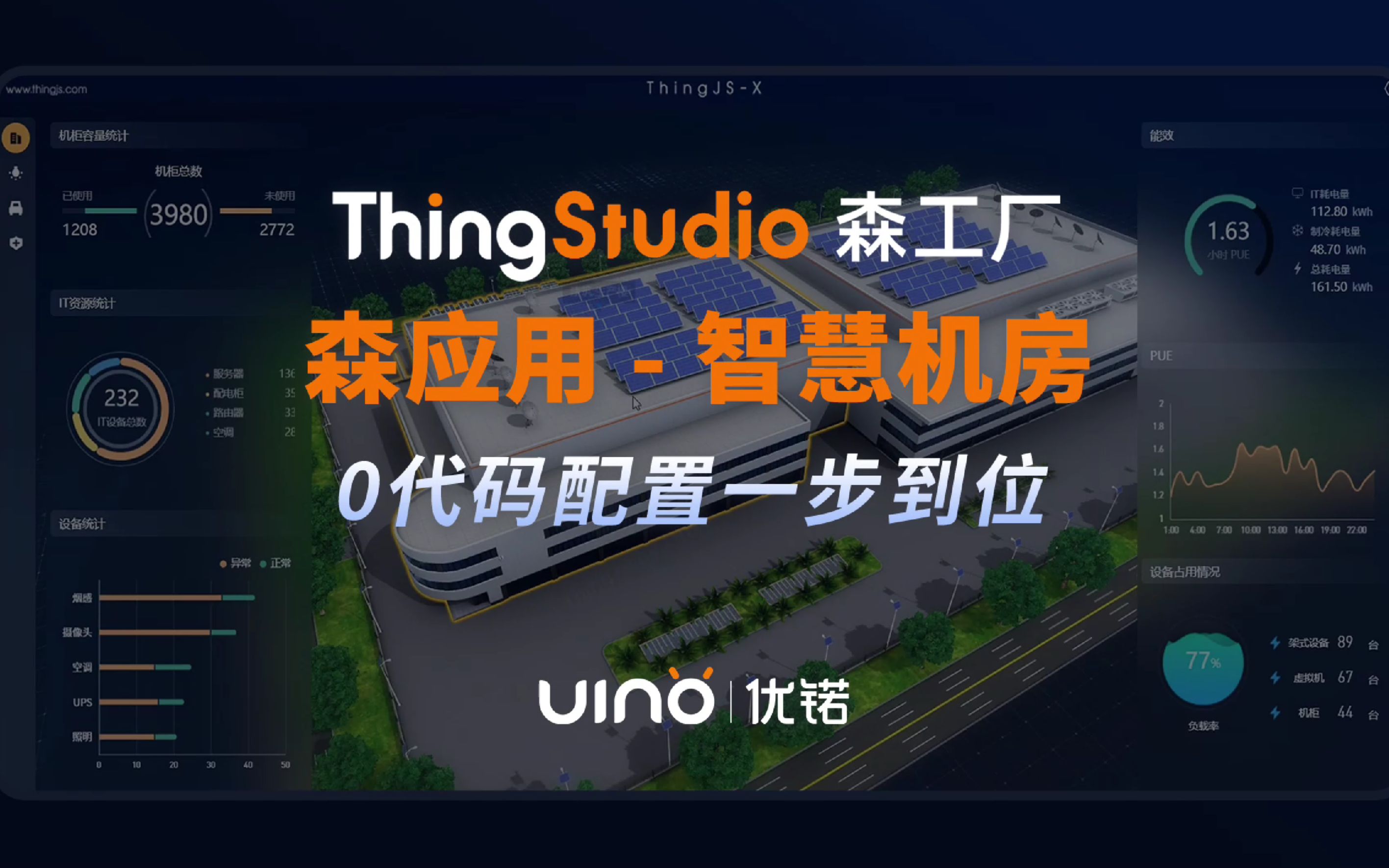 U位/承重/功耗一目了然,0代码平台ThingJSX结合森机房插件,实现机房可视化!哔哩哔哩bilibili