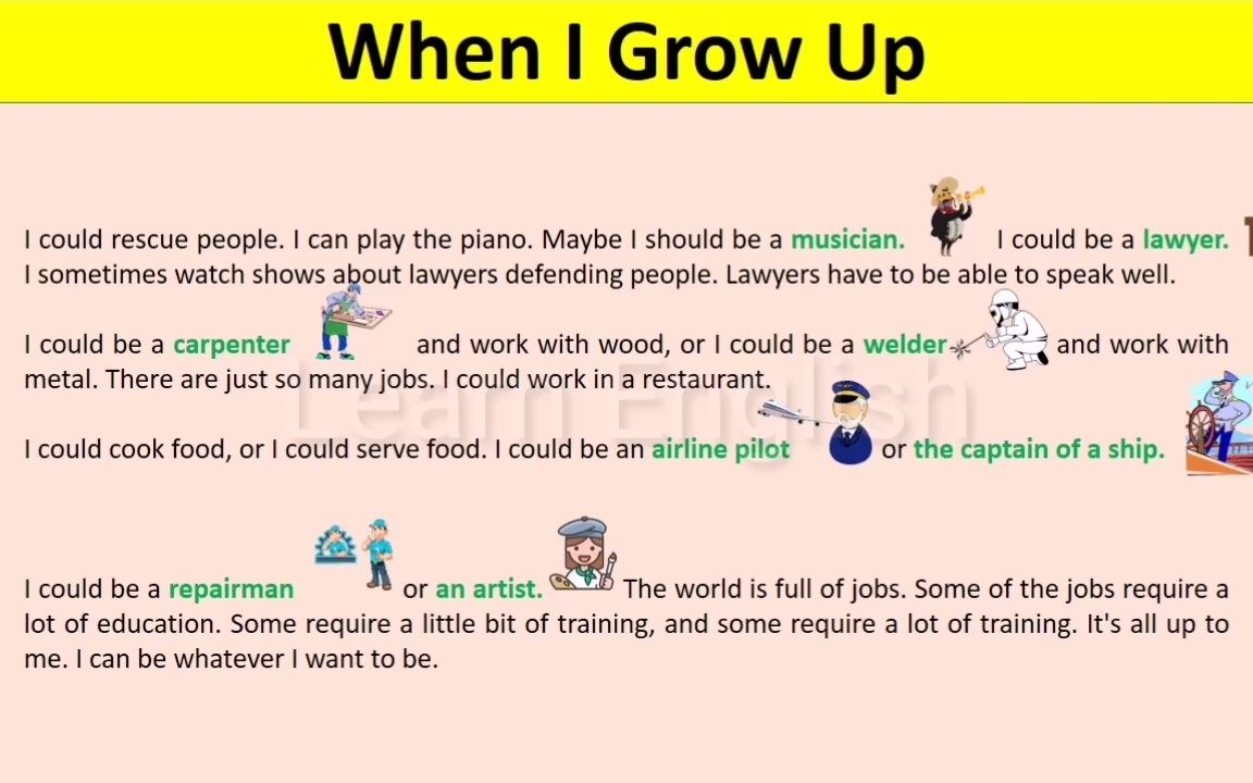 [图]English Listening & Reading lesson 2 - When I Grow Up