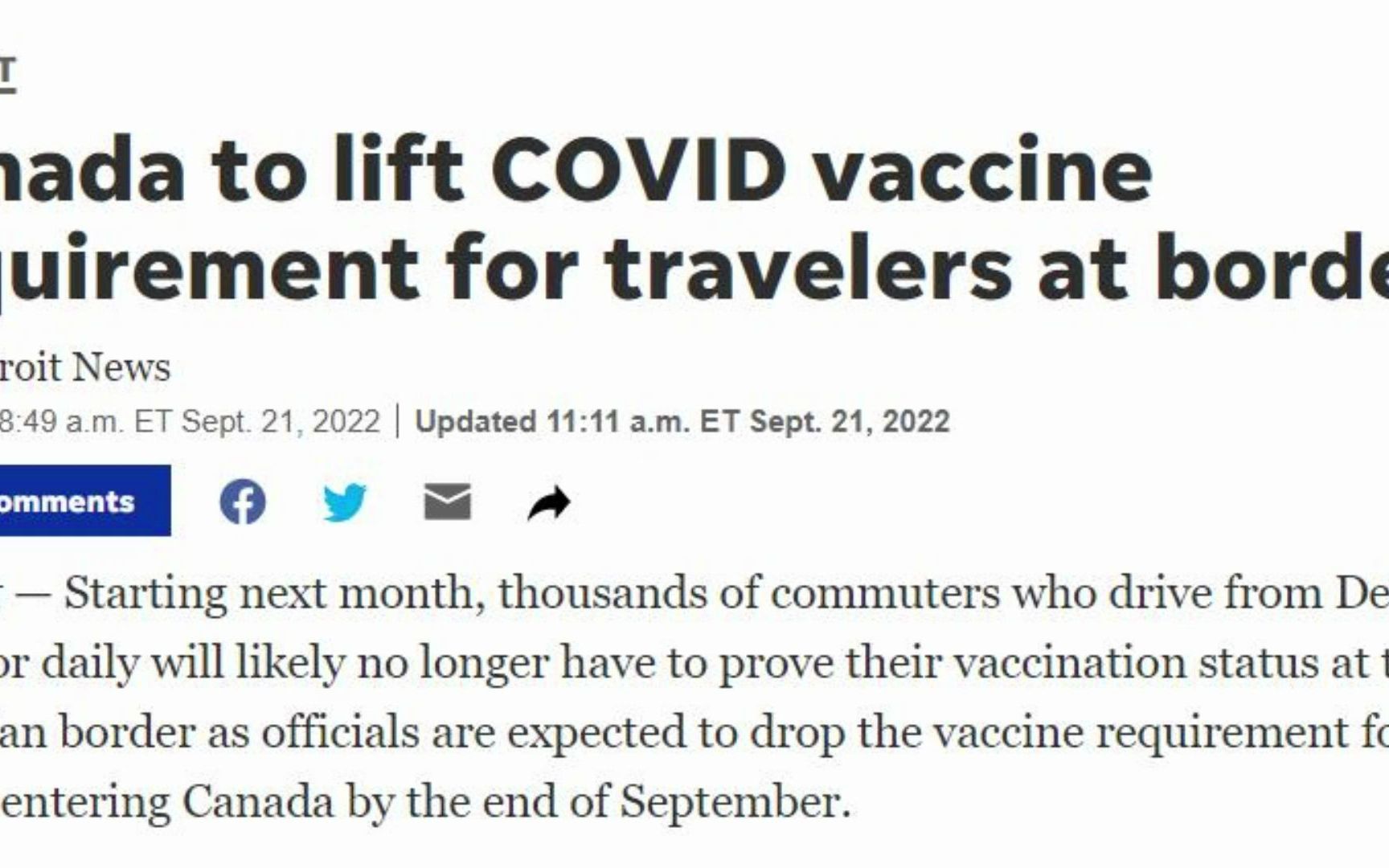 英语新闻朗读 | Google News 2022.9.22 | Canada to lift COVID vaccine requirement哔哩哔哩bilibili