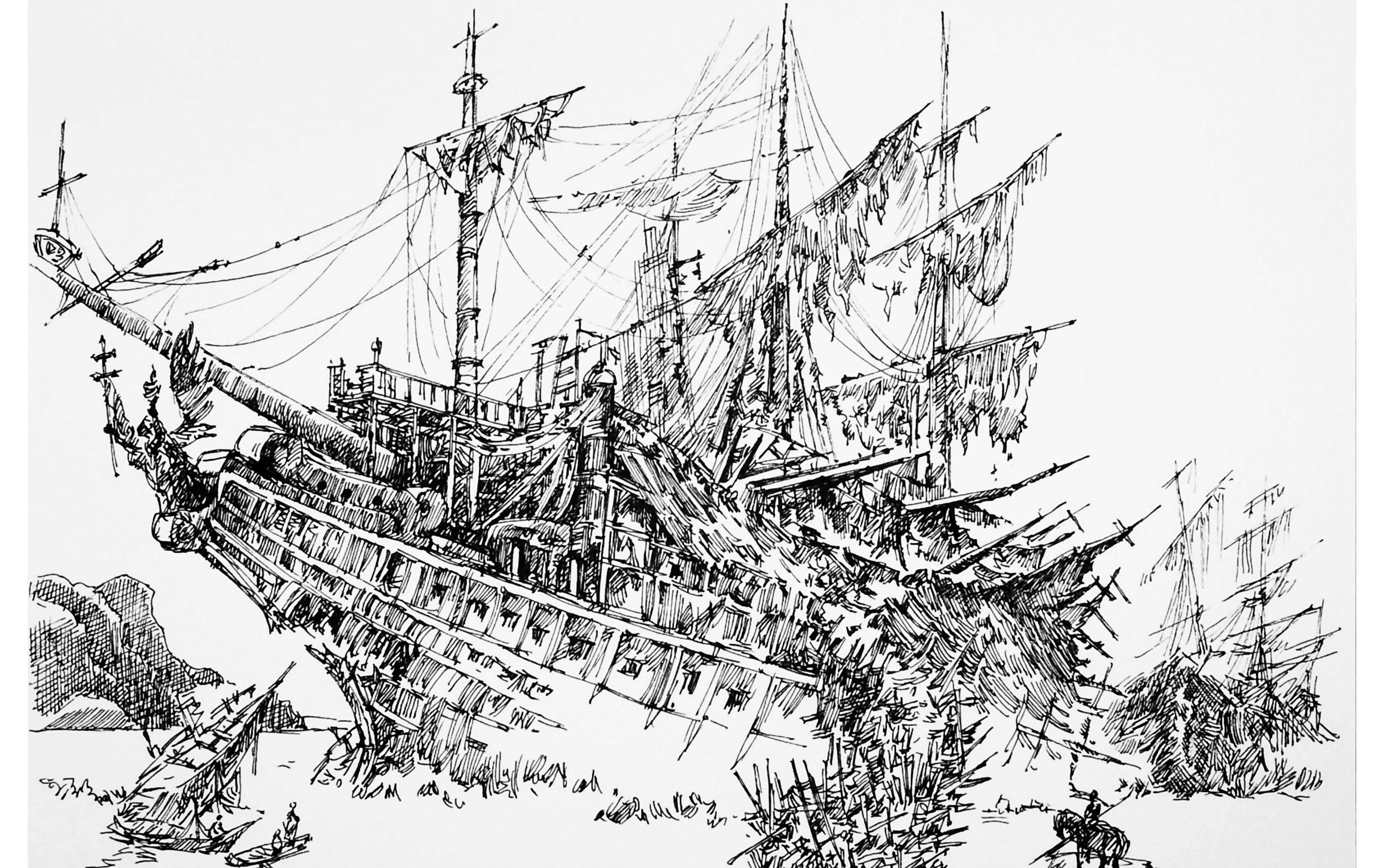 黑珍珠号看完千万别告诉别人海盗船可以这样画速写海盗船