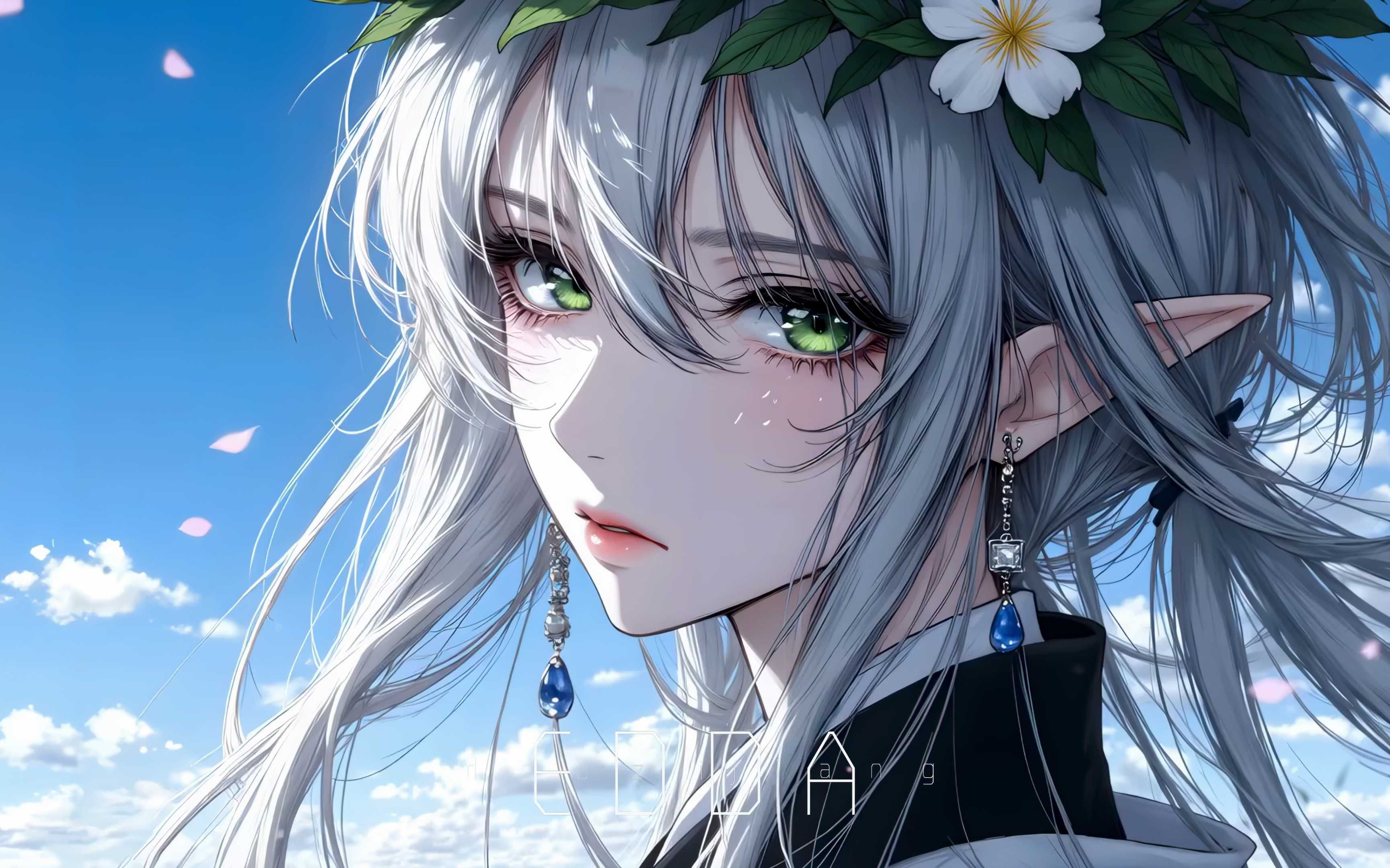 白发绿瞳动漫少女,青春版