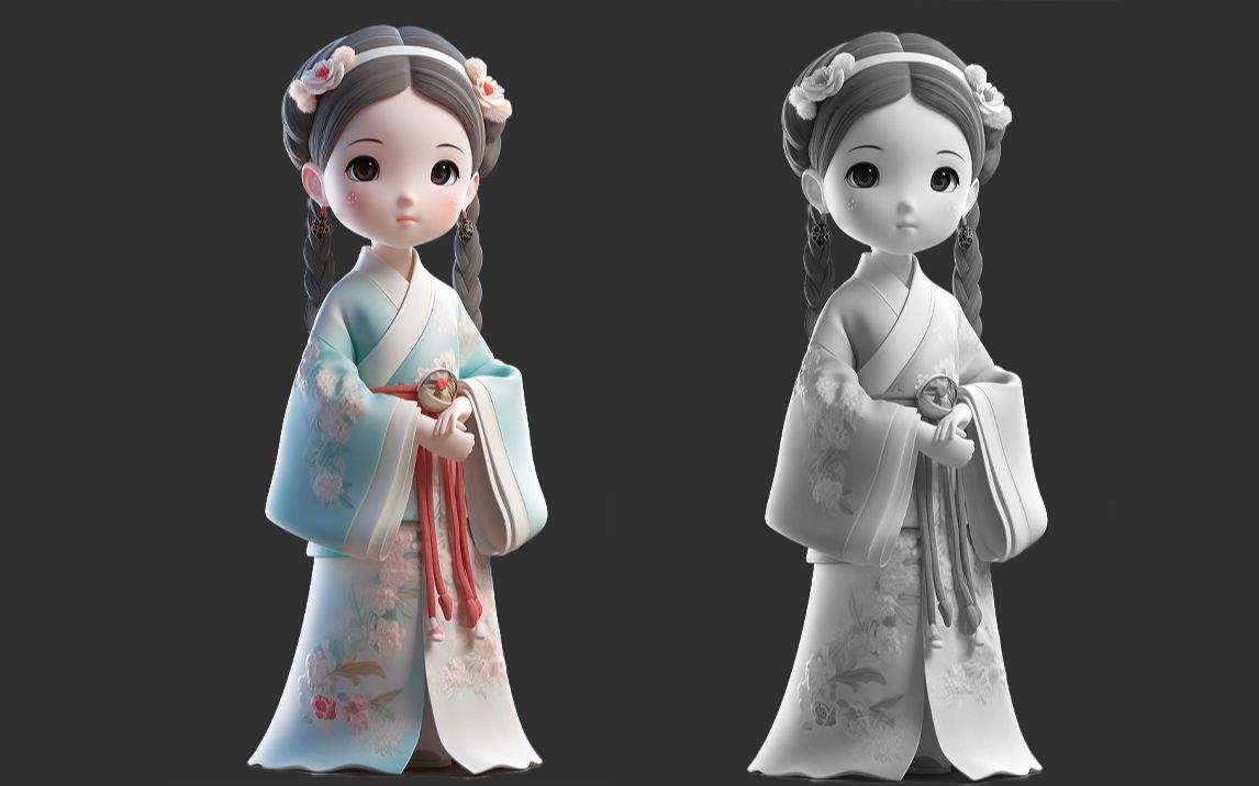 【zbrush新手教程】卡通q版古風角色雕刻,臉部五官,頭髮,衣服細節講解