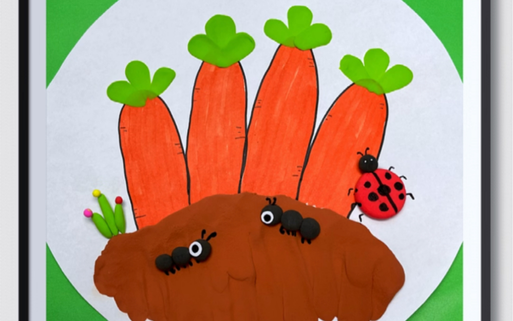 用手掌来画好看的红萝卜09,简单又有趣,一起试试吧#有趣的儿童手工