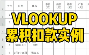 下载视频: VLOOKUP函数，累积扣款办公实例～